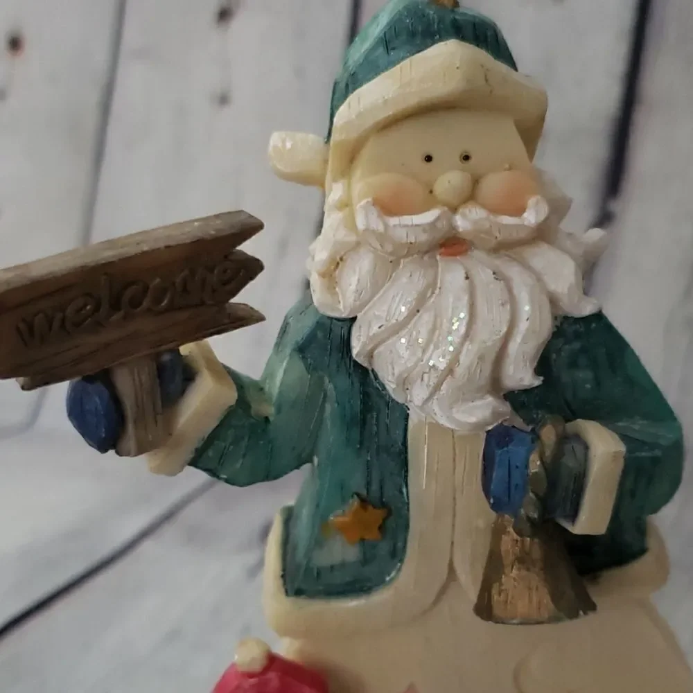 Vintage Welcome Santa and Bear Figure Christmas Decor